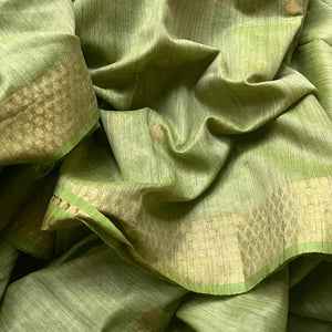 Green Diwali Cotton Tussar Silk Saree