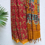 Load image into Gallery viewer, Aurora Red Organic Linen Saree
