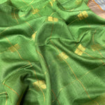 Load image into Gallery viewer, Basil Green Cotton Silk Saree
