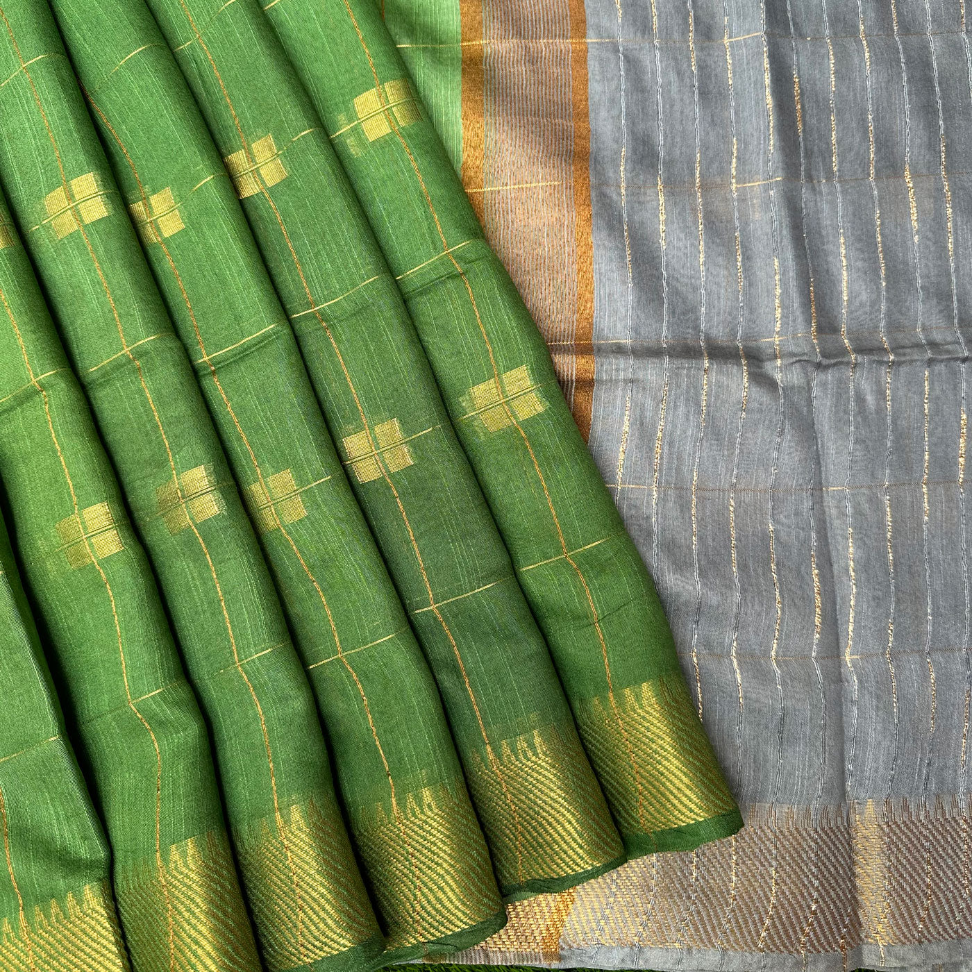 Basil Green Cotton Silk Saree