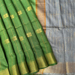 Load image into Gallery viewer, Basil Green Cotton Silk Saree
