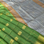 Load image into Gallery viewer, Basil Green Cotton Silk Saree
