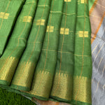 Load image into Gallery viewer, Basil Green Cotton Silk Saree
