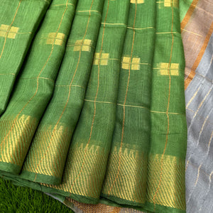 Basil Green Cotton Silk Saree