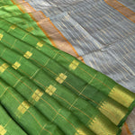 Load image into Gallery viewer, Basil Green Cotton Silk Saree
