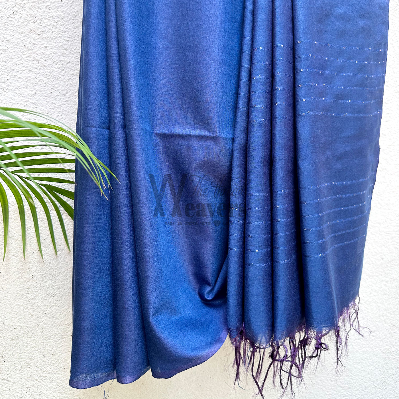 Blue Bonnet Cotton Silk Saree with Printed Blouse