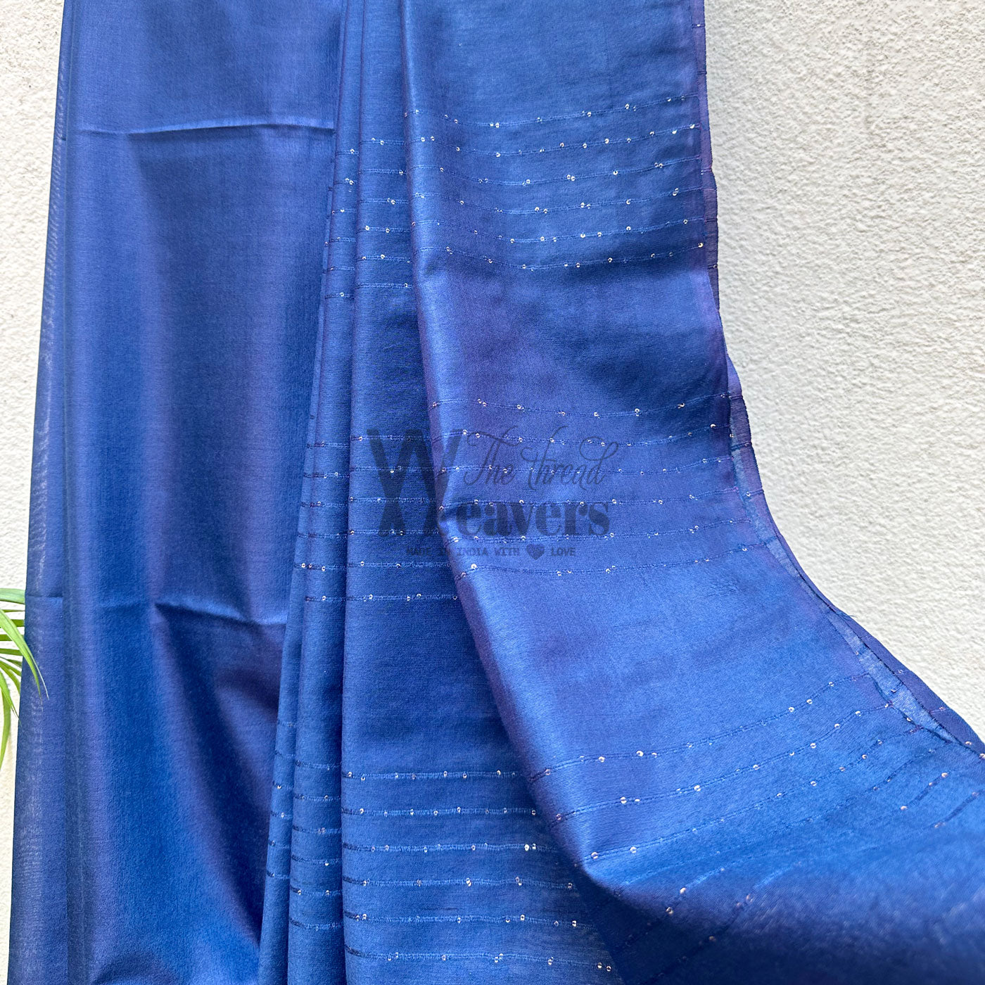 Blue Bonnet Cotton Silk Saree with Printed Blouse