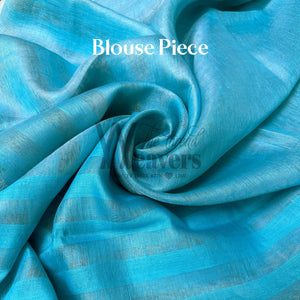 Blue Lagoon Zari Linen Saree