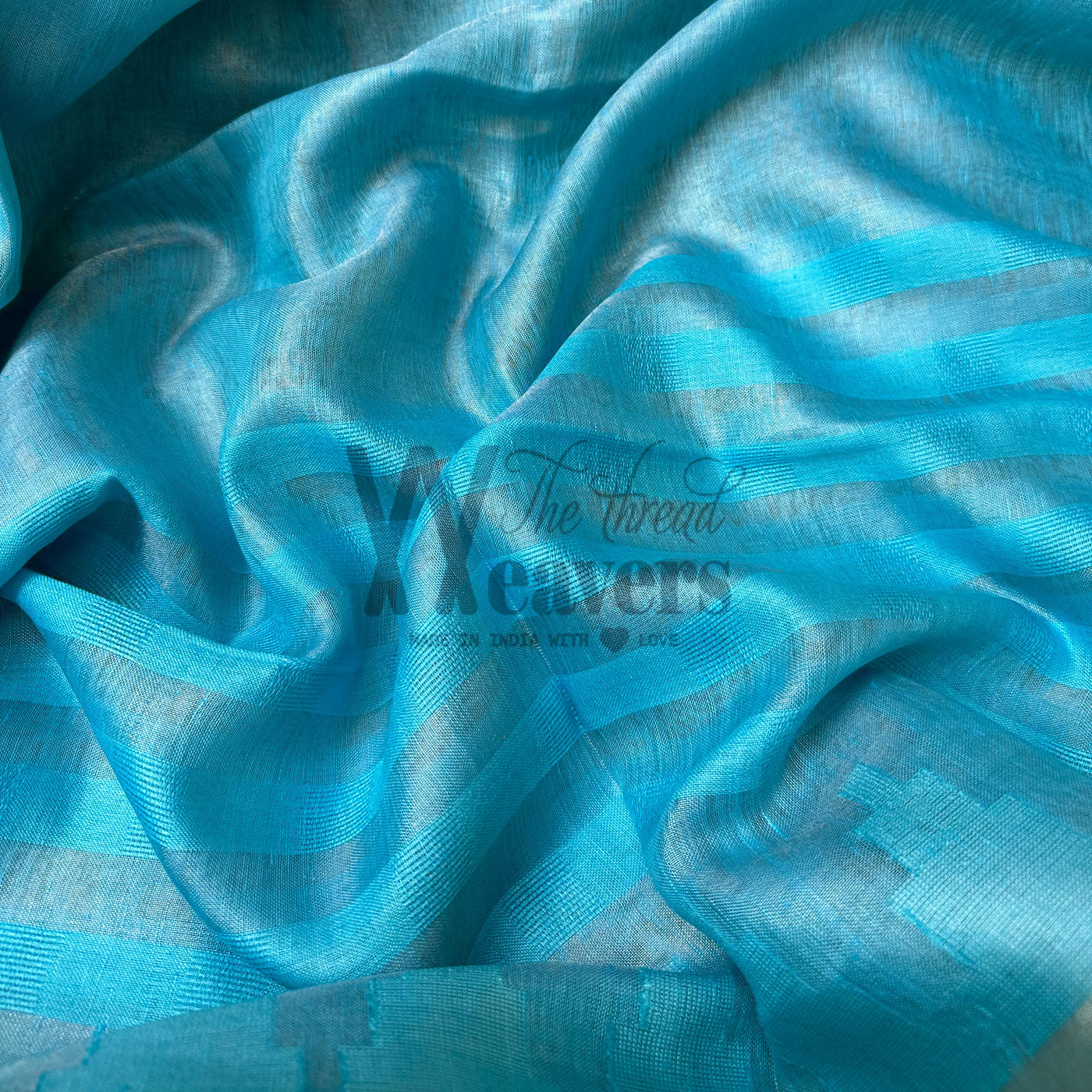 Blue Lagoon Zari Linen Saree