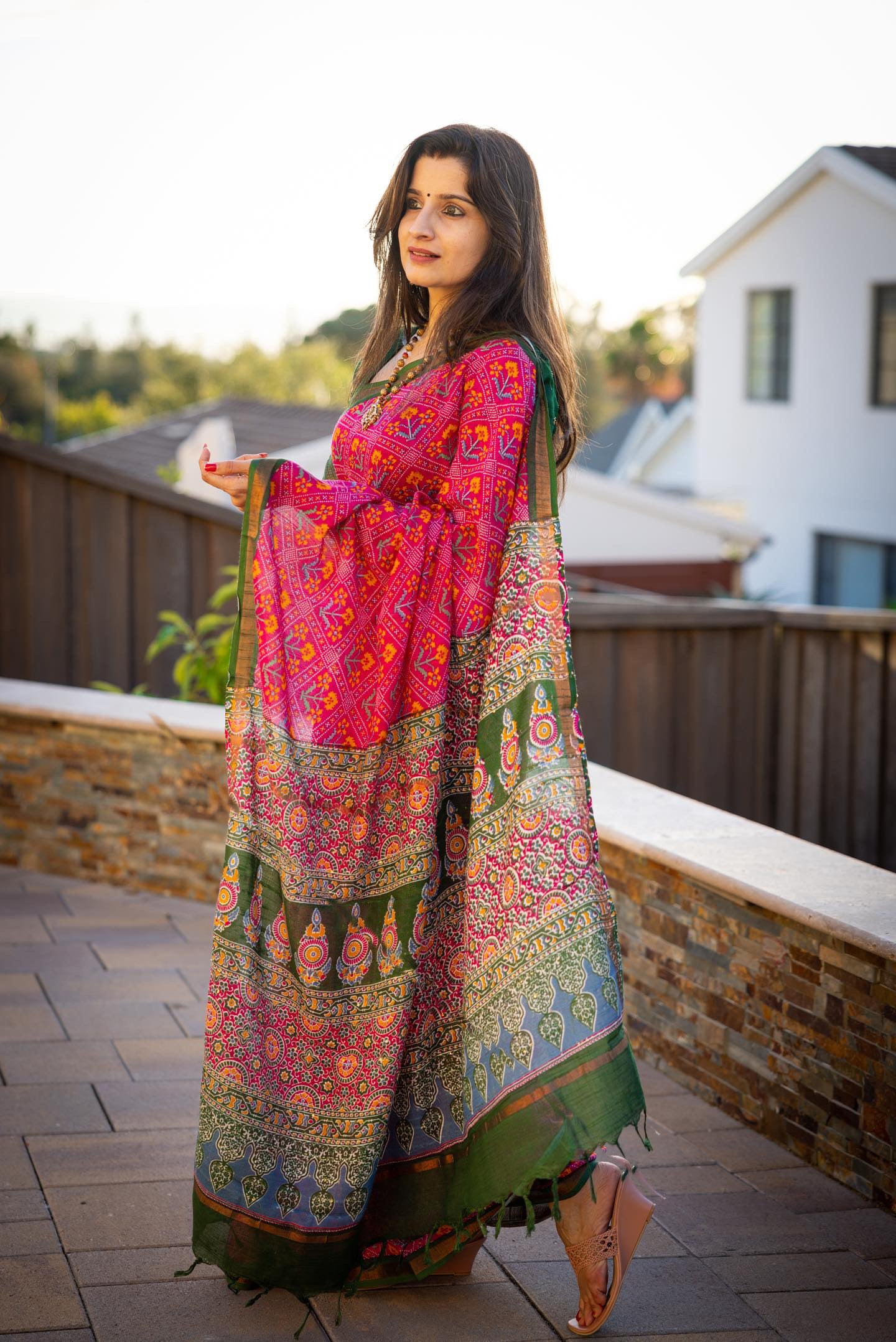 Bright Rose Patola Saree