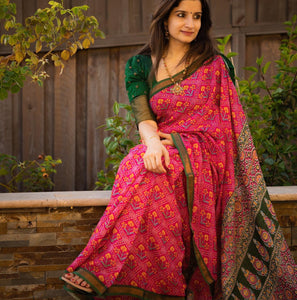 Bright Rose Patola Saree