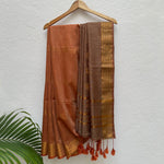 Load image into Gallery viewer, Bronze Mist Cotton Bamboo Silk Saree
