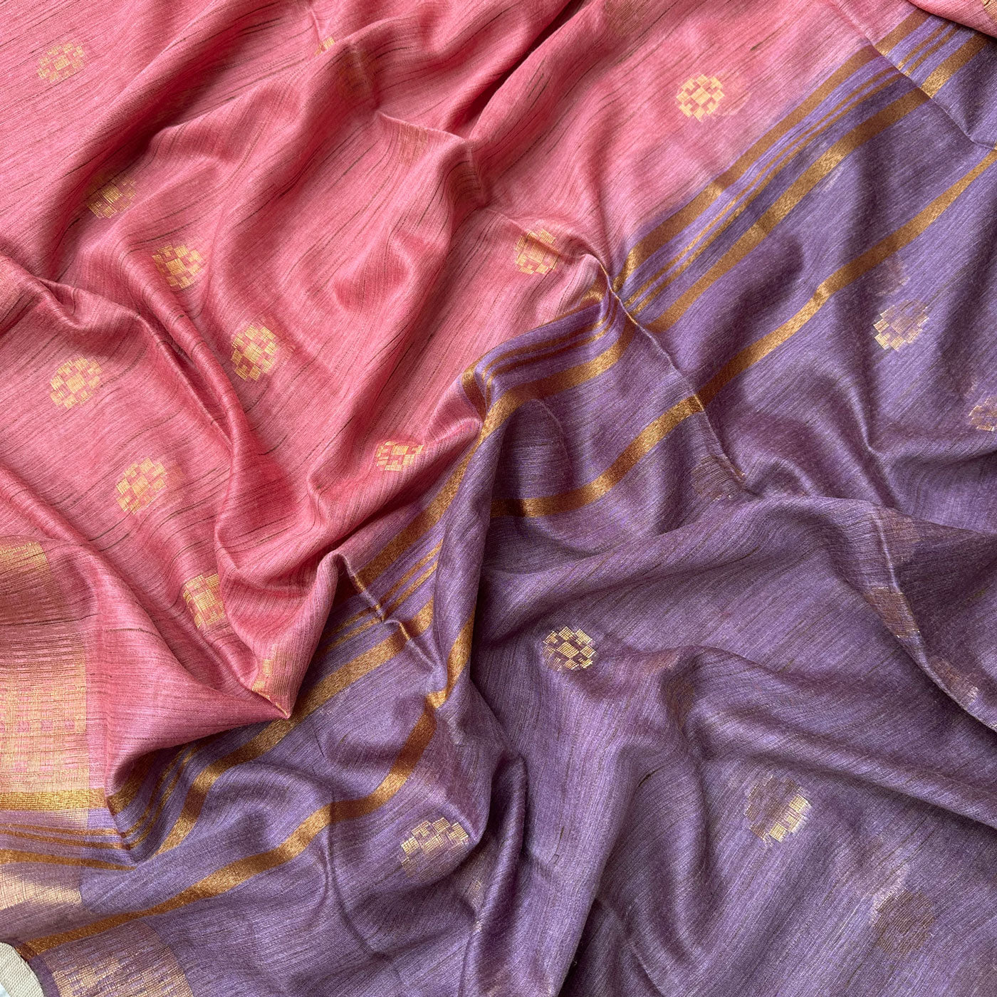 Carmine Rose Cotton Bamboo Silk Saree