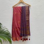 Load image into Gallery viewer, Carmine Rose Cotton Bamboo Silk Saree
