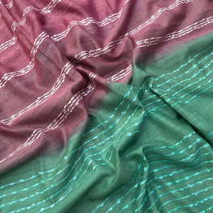 Claret Pink Cotton Bamboo Silk Saree