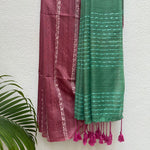 Load image into Gallery viewer, Claret Pink Cotton Bamboo Silk Saree
