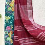 Load image into Gallery viewer, Deep Ocean Reef Organic Linen Saree
