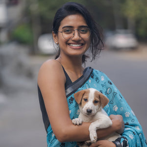 Dog and Bone Playtime Cotton Saree