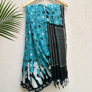 Dog and Bone Playtime Cotton Saree