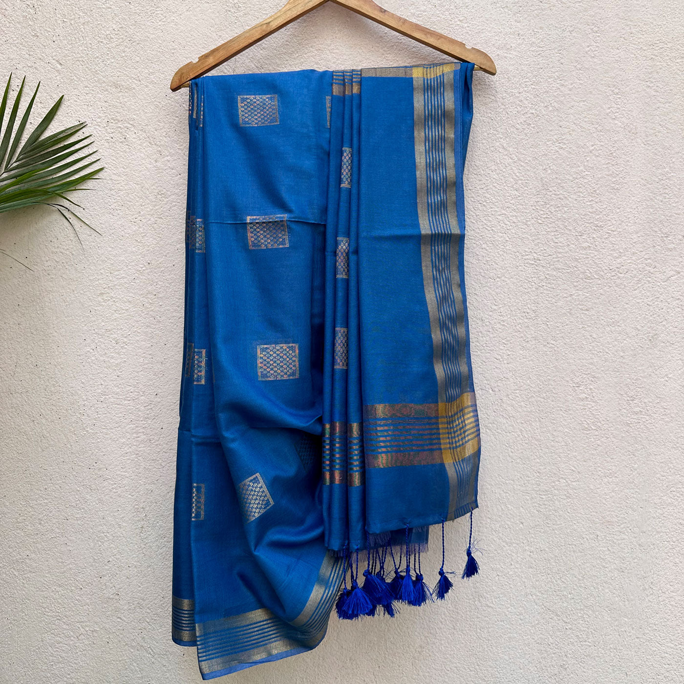 Egyptian Blue Cotton Silk Saree