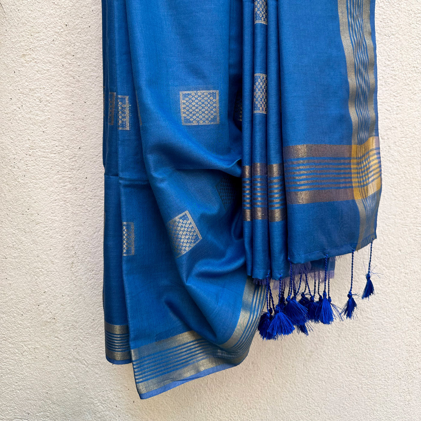 Egyptian Blue Cotton Silk Saree