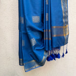 Load image into Gallery viewer, Egyptian Blue Cotton Silk Saree
