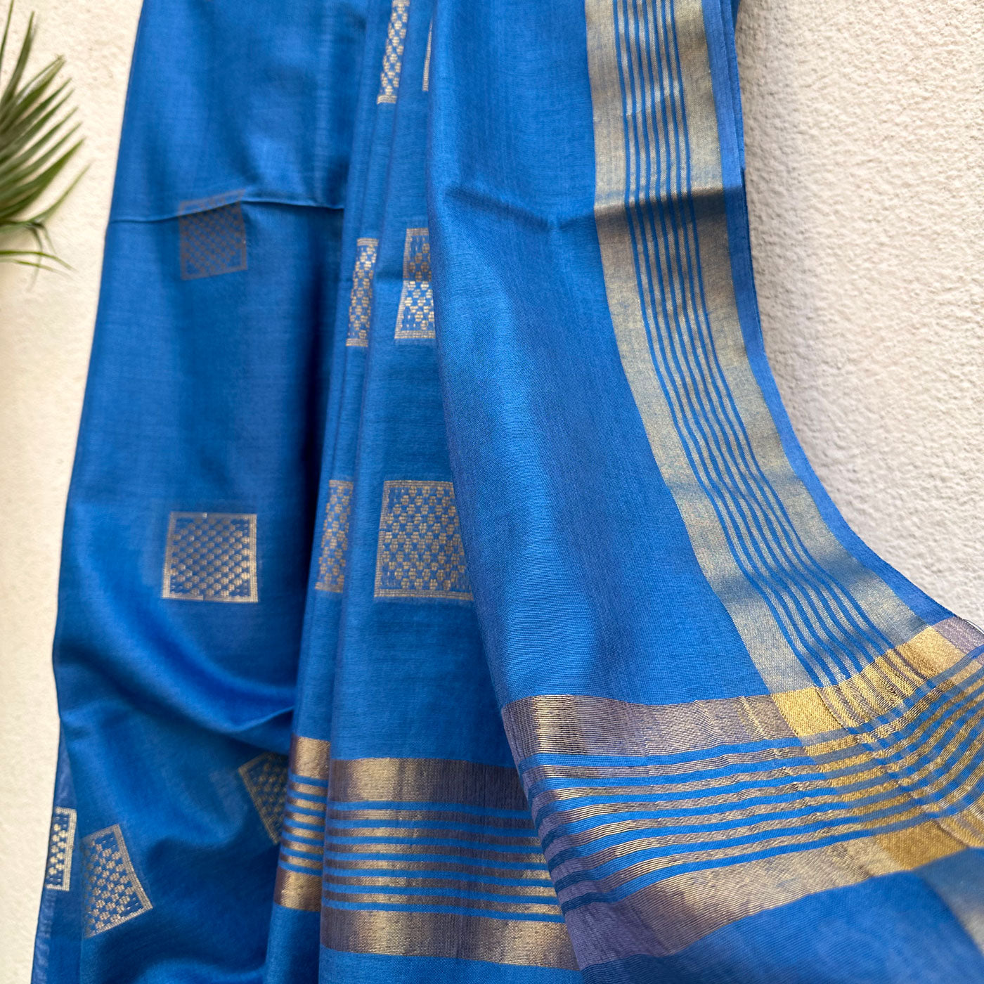 Egyptian Blue Cotton Silk Saree