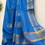 Load image into Gallery viewer, Egyptian Blue Cotton Silk Saree
