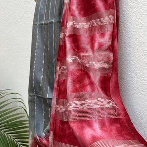 Elderberry Shibori Cotton Silk Saree