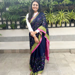 Load image into Gallery viewer, Fishing Blues Cotton Saree
