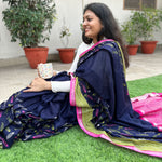 Load image into Gallery viewer, Fishing Blues Cotton Saree
