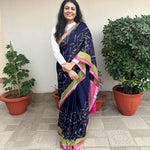 Load image into Gallery viewer, Fishing Blues Cotton Saree
