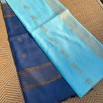 Load image into Gallery viewer, French Blue Cotton Silk Saree
