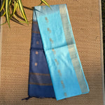 Load image into Gallery viewer, French Blue Cotton Silk Saree
