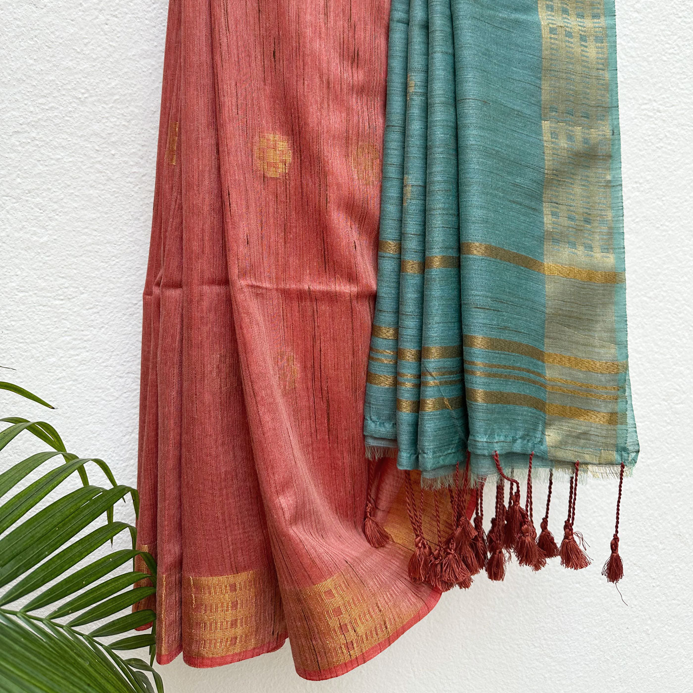 Garnet Rose Cotton Bamboo Saree