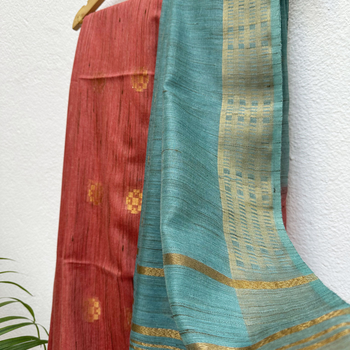 Garnet Rose Cotton Bamboo Saree