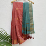 Load image into Gallery viewer, Garnet Rose Cotton Bamboo Saree
