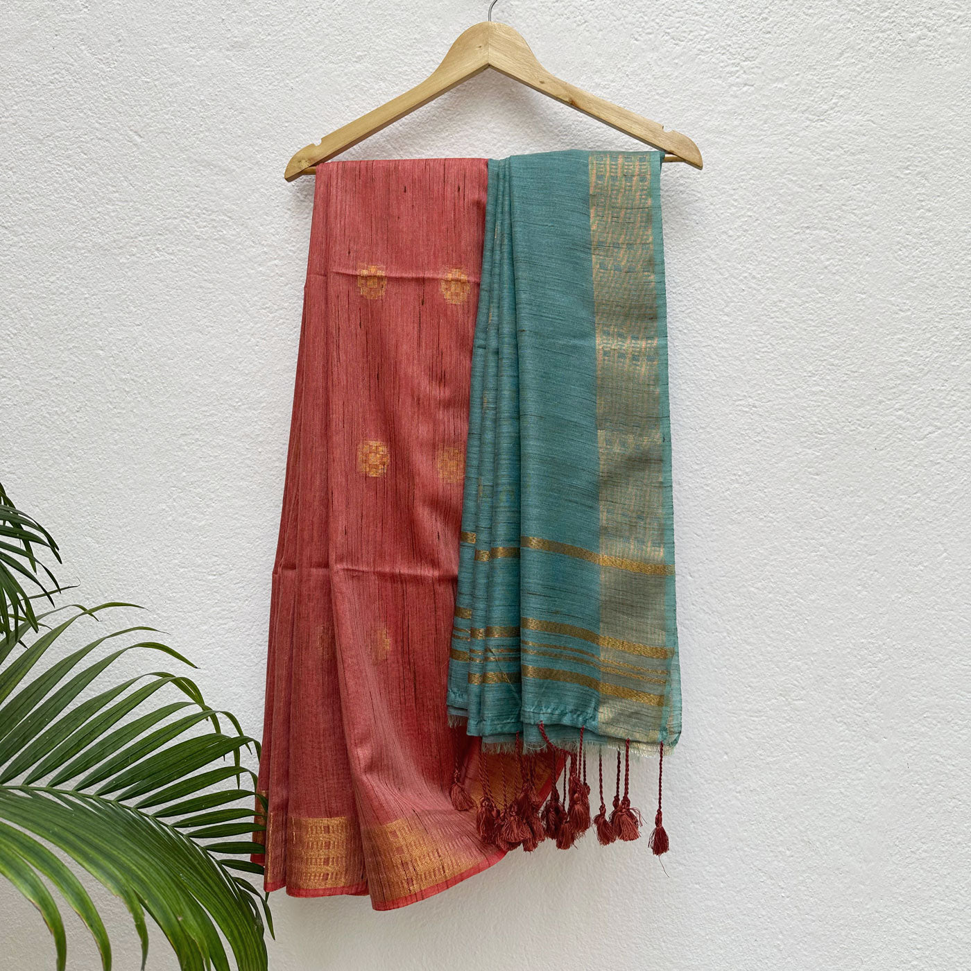 Garnet Rose Cotton Bamboo Saree