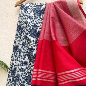 Nordic Bird Organic Linen Saree