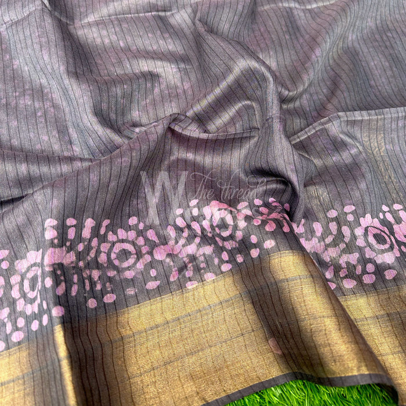 Iris Orchid Batik Cotton Silk Saree