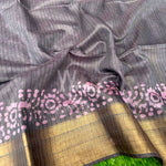 Load image into Gallery viewer, Iris Orchid Batik Cotton Silk Saree
