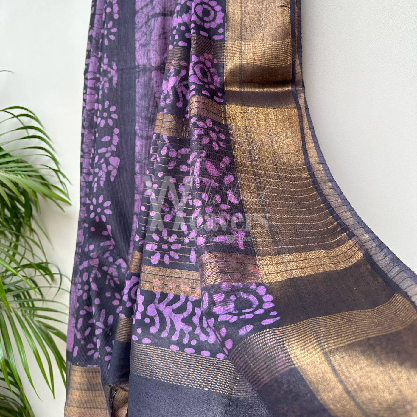 Iris Orchid Batik Cotton Silk Saree