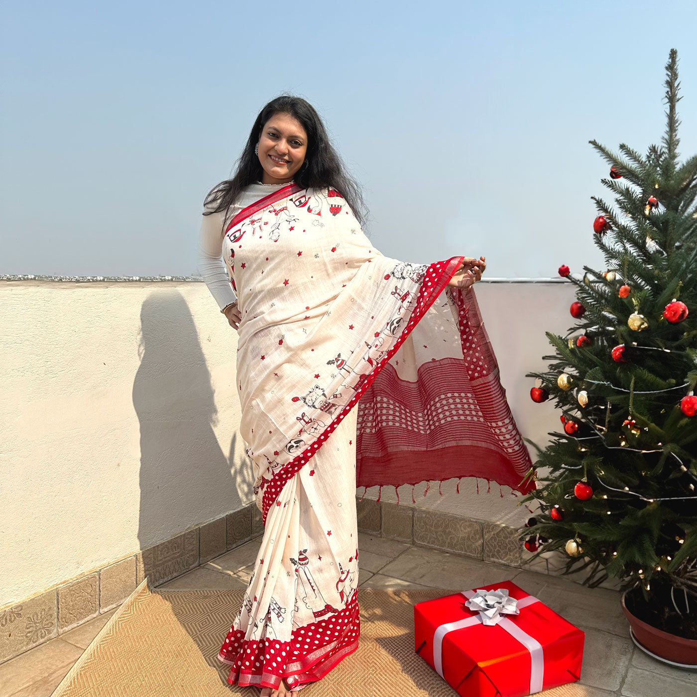 Jingle Bells Cotton Saree