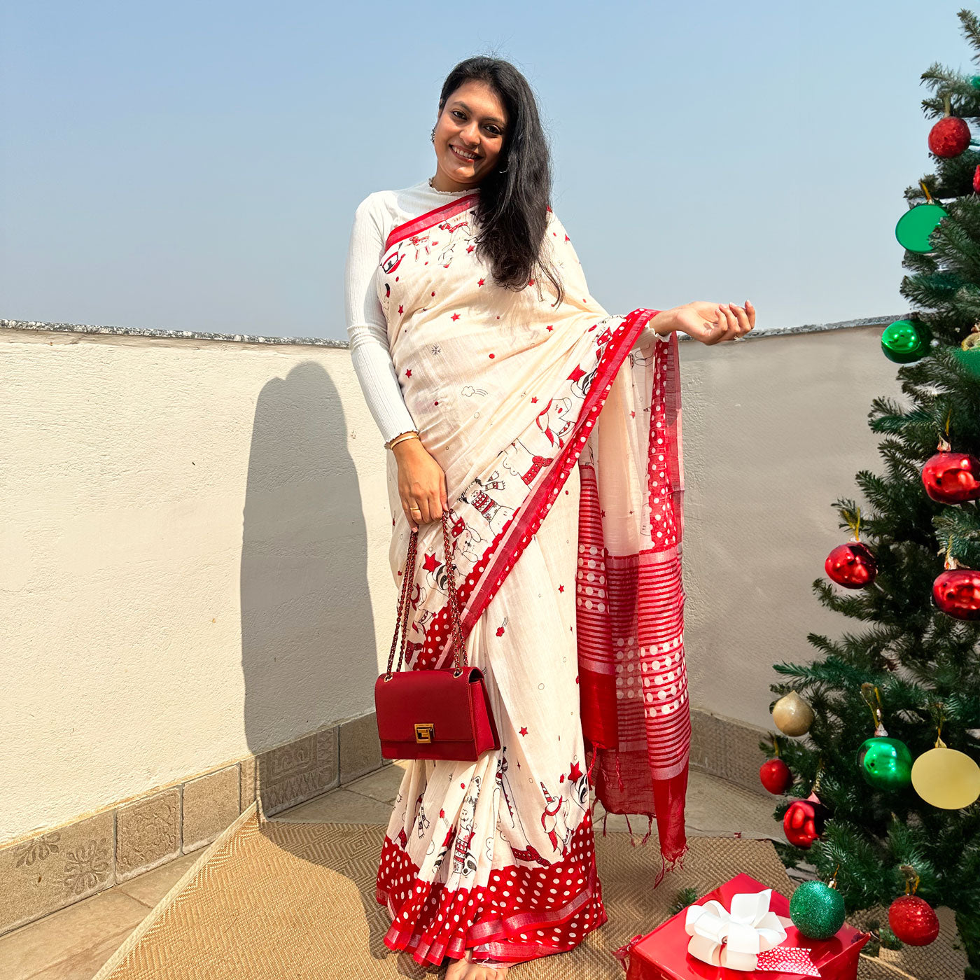 Jingle Bells Cotton Saree