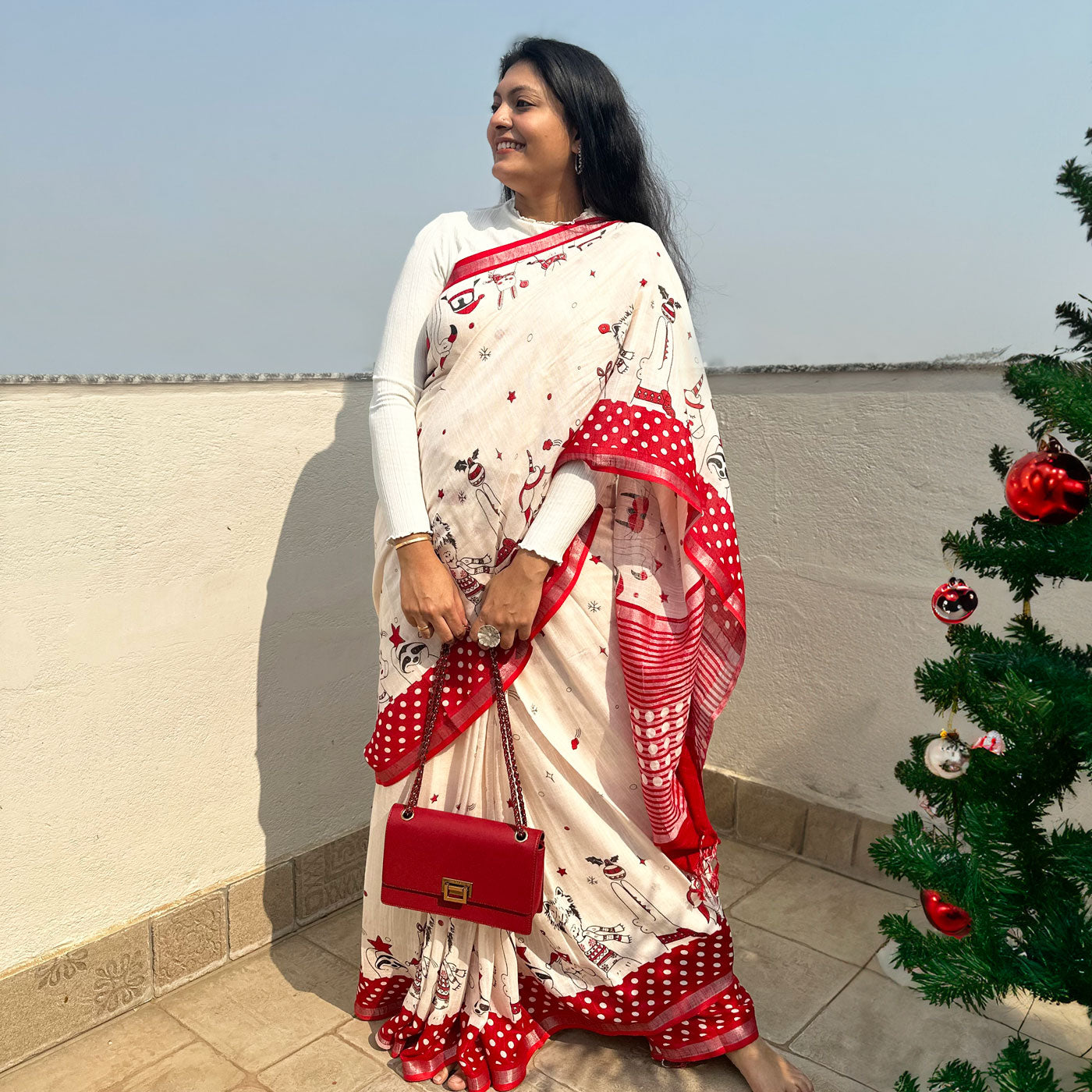 Jingle Bells Cotton Saree