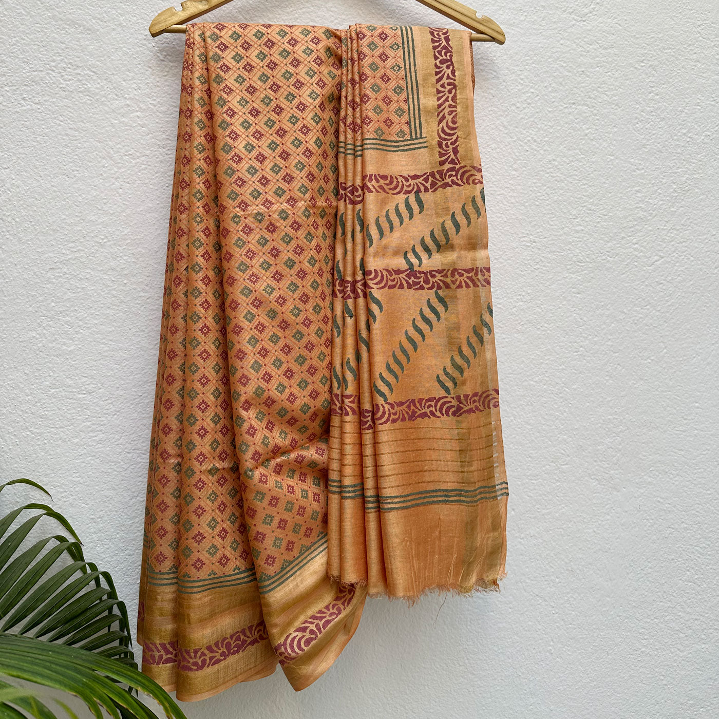 Kaveri Handblock Printed Moonga Silk Saree