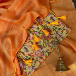 Load image into Gallery viewer, Kesariya Cotton Saree with Printed Blouse
