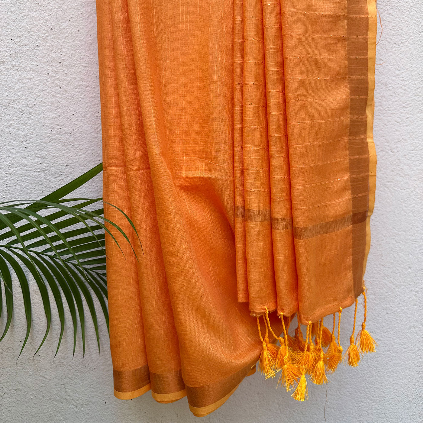 Kesariya Cotton Saree with Printed Blouse