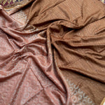 Load image into Gallery viewer, Leather Brown Cotton Viscose Saree
