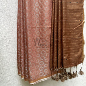 Leather Brown Cotton Viscose Saree